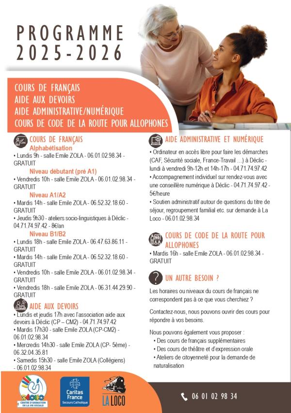 programme cours de français